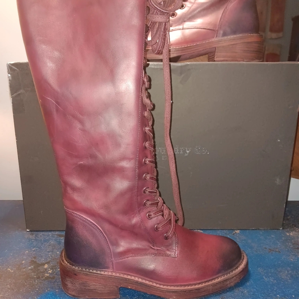 Vintage Foundry Boot Co. Women's Burgundy Leather Boots - Picture 2 of 5